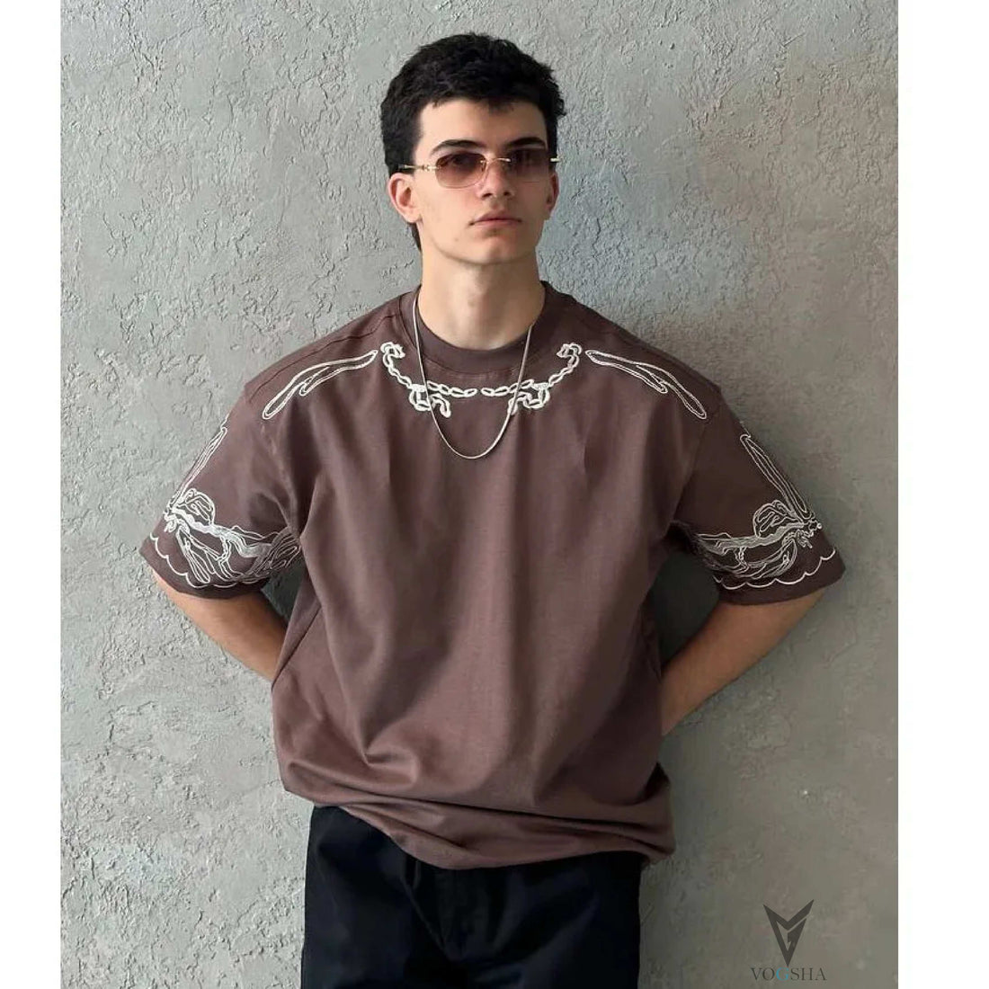 Chain Embroidered Oversized Tee – Urban Streetwear Essential